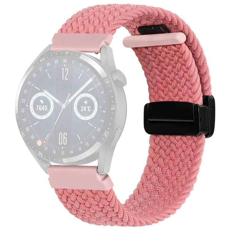 Nylon Watch Bands for Garmin vivomove Trend / Style / Luxe , 20mm Folding Buckle Adjustable Braided Strap - Pink