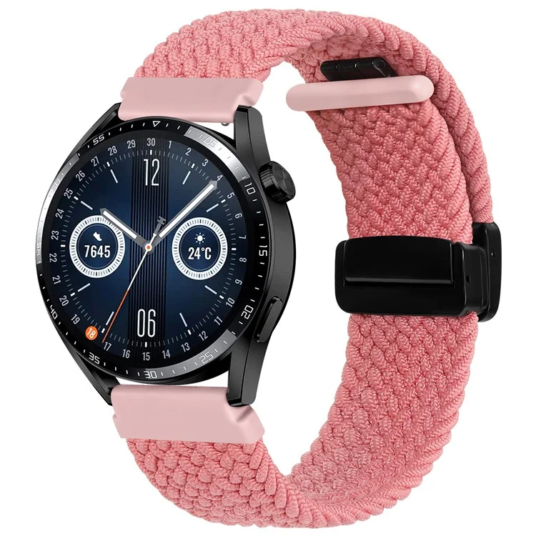 Nylon Watch Bands for Garmin vivomove Trend / Style / Luxe , 20mm Folding Buckle Adjustable Braided Strap - Pink