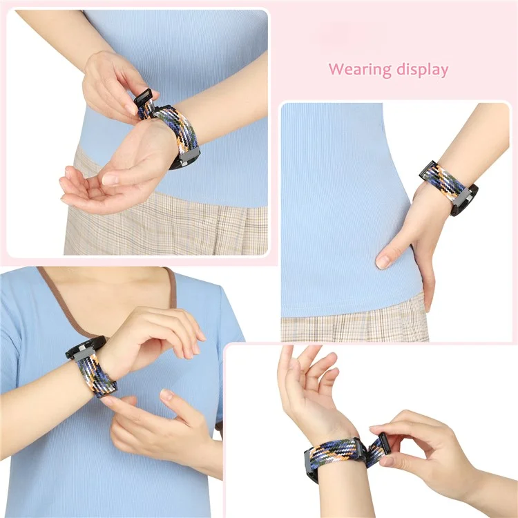 Nylon Watch Bands for Garmin vivomove Trend / Style / Luxe , 20mm Folding Buckle Adjustable Braided Strap - Pink
