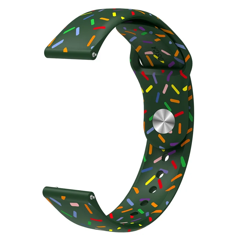 Quick Release Watch Band for Garmin Venu / Sq / Sq 2 / 2 Plus , Silicone 20mm Printed Color Dot Replacement Bracelet - Green