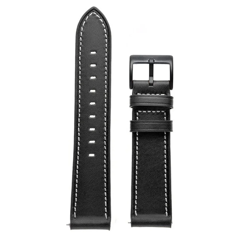 20mm Watch Band for Garmin Venu / Sq / Sq 2 / 2 Plus , Genuine Cow Leather Replacement Straps - Black