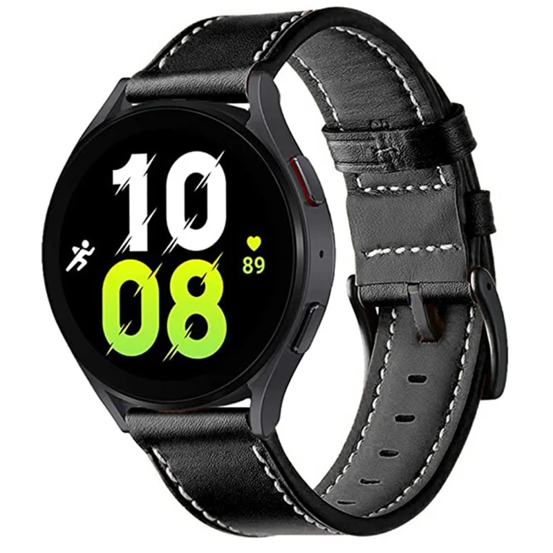 20mm Watch Band for Garmin Venu / Sq / Sq 2 / 2 Plus , Genuine Cow Leather Replacement Straps - Black