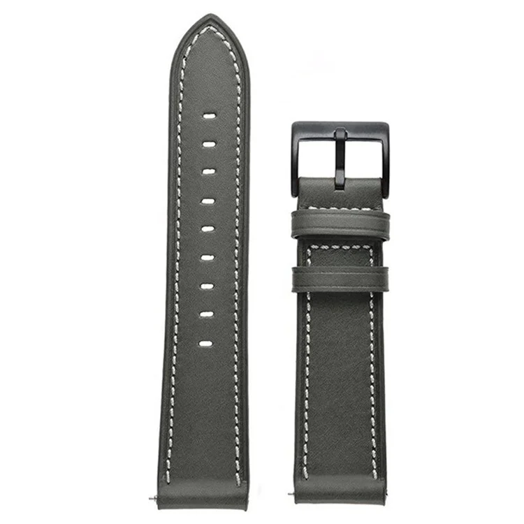20mm Watch Band for Garmin Venu / Sq / Sq 2 / 2 Plus , Genuine Cow Leather Replacement Straps - Grey