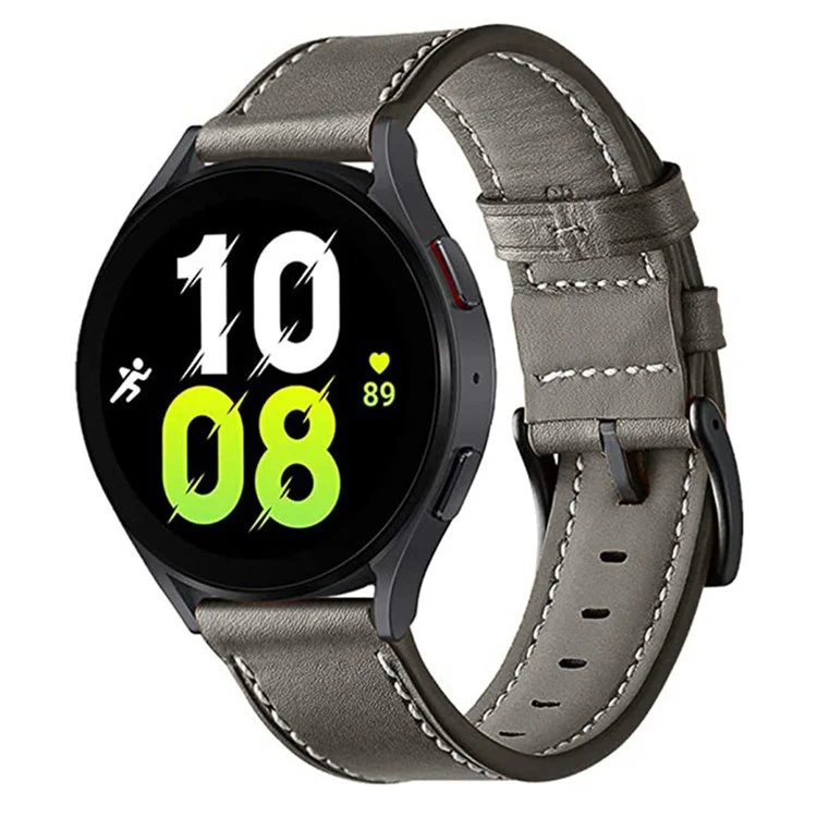 20mm Watch Band for Garmin Venu / Sq / Sq 2 / 2 Plus , Genuine Cow Leather Replacement Straps - Grey