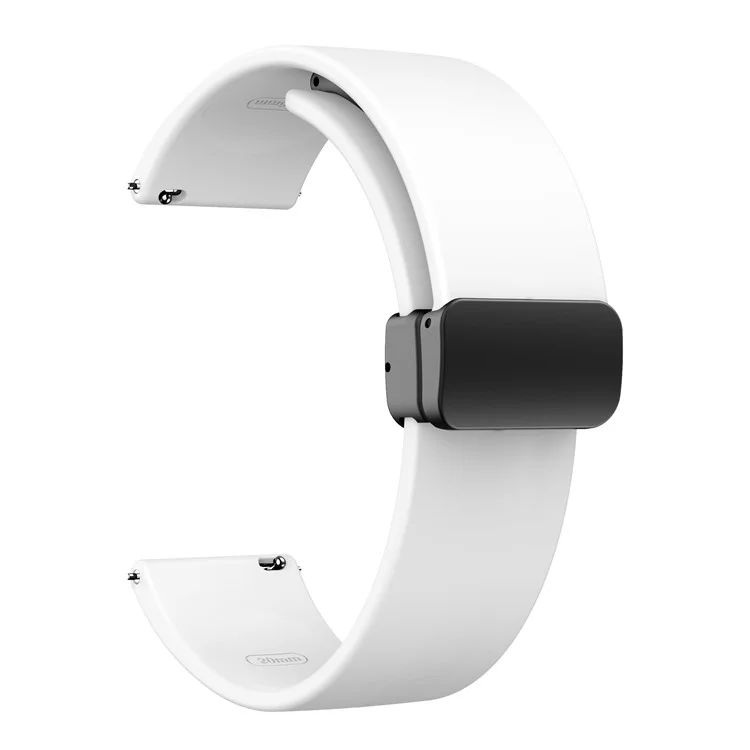 Pour Garmin Venu / Venu Sq / Venu Sq 2 / Venu 2 Plus Bracelet de montre 20mm en silicone avec boucle pliante magnétique noire - Blanc