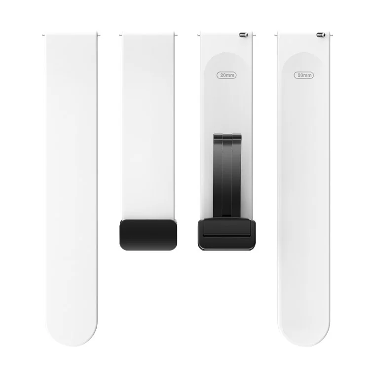Pour Garmin Venu / Venu Sq / Venu Sq 2 / Venu 2 Plus Bracelet de montre 20mm en silicone avec boucle pliante magnétique noire - Blanc