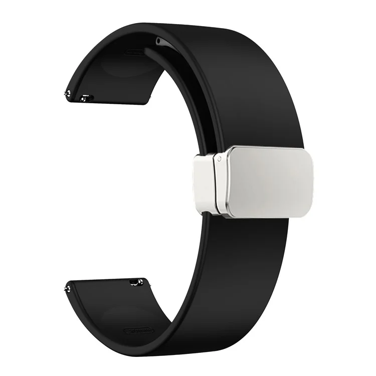Para Garmin Venu / Venu Sq / Venu Sq 2 / Venu 2 Plus Pulseira de Relógio de Silicone 20mm com Fivela de Fechamento Magnético de Prata - Preto