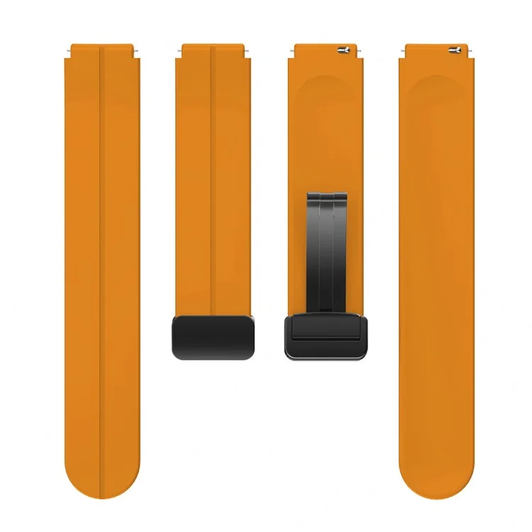 Para Garmin Forerunner 265S / 255S / Venu 2S Banda de Relógio 18mm Pulseira de Silicone com Fivela Dobrável Magnética - Amarelo