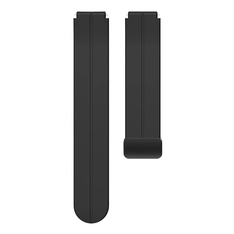 For Garmin Forerunner 265S / 255S / Venu 2S Watch Band 18mm Silicone Strap with Magnetic Folding Black Buckle - Black
