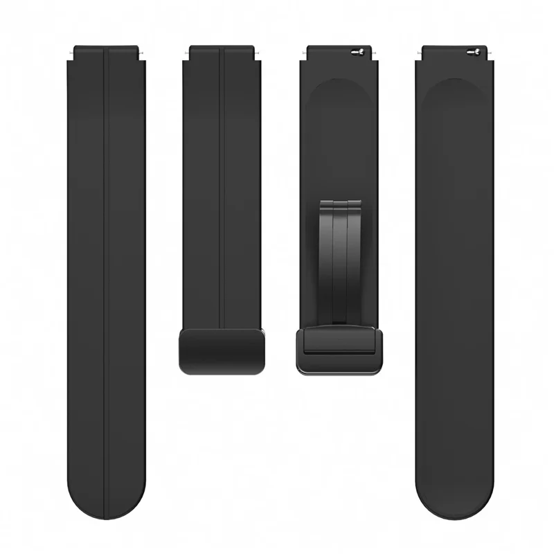 For Garmin Forerunner 265S / 255S / Venu 2S Watch Band 18mm Silicone Strap with Magnetic Folding Black Buckle - Black