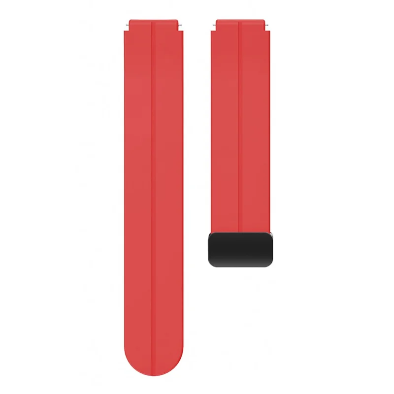 For Garmin Forerunner 265S / 255S / Venu 2S Watch Band 18mm Silicone Strap with Magnetic Folding Black Buckle - Red