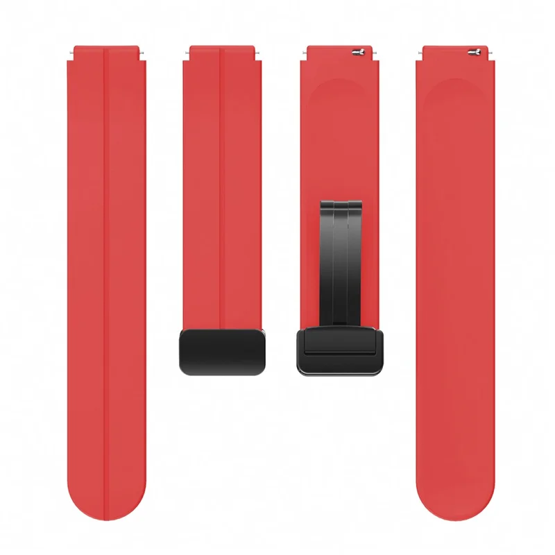 For Garmin Forerunner 265S / 255S / Venu 2S Watch Band 18mm Silicone Strap with Magnetic Folding Black Buckle - Red