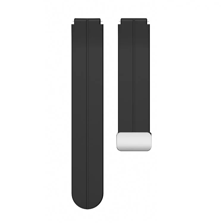 Para Garmin Forerunner 265S / 255S / Venu 2S Relógio Pulseira 18mm Silicone Bracelete com Fivela Dobravél Magnética de Prata - Preto