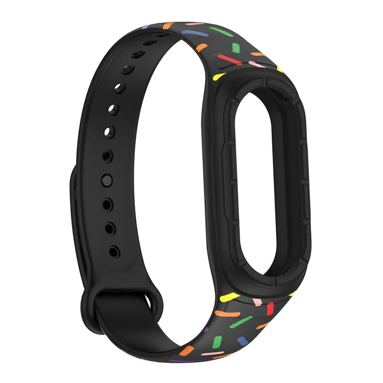 ENKAY HAT PRINCE para Xiaomi Smart Band 8 Pulseira de Relógio Impressa em Silicone com Caixa de Relógio e Película de Proteção de Tela PMMA - Preto