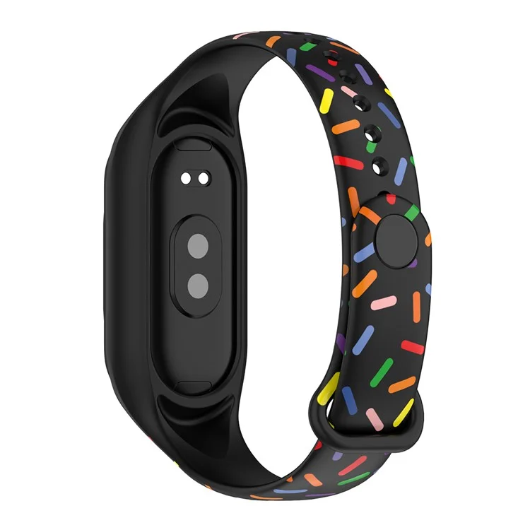 ENKAY HAT PRINCE para Xiaomi Smart Band 8 Pulseira de Relógio Impressa em Silicone com Caixa de Relógio e Película de Proteção de Tela PMMA - Preto