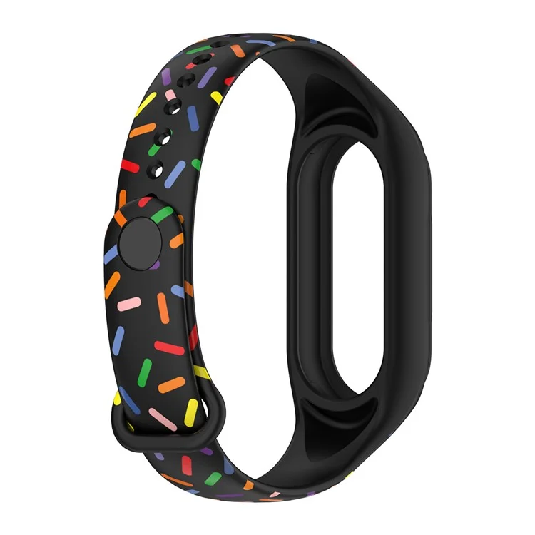 ENKAY HAT PRINCE para Xiaomi Smart Band 8 Pulseira de Relógio Impressa em Silicone com Caixa de Relógio e Película de Proteção de Tela PMMA - Preto