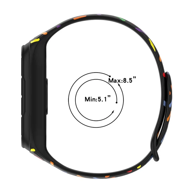 ENKAY HAT PRINCE para Xiaomi Smart Band 8 Pulseira de Relógio Impressa em Silicone com Caixa de Relógio e Película de Proteção de Tela PMMA - Preto