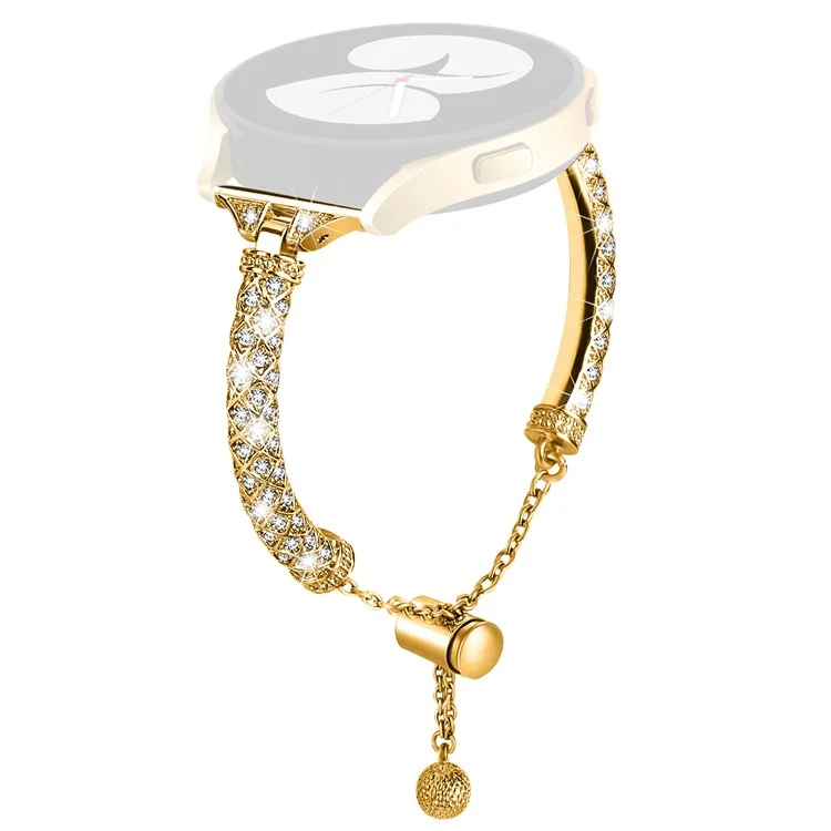 Für Samsung Galaxy Watch Active / Watch Active2 44mm / Active2 40mm Rhinestone Jewelry Watch Strap 20mm Sliding Metal Wrist Band - Gold