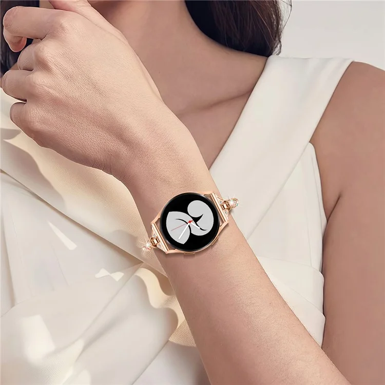 For Samsung Galaxy Watch Active / Watch Active2 44mm / Active2 40mm Rhinestone Jewelry Watch Strap 20mm Sliding Metal Wrist Band - Rose Gold / Colorful