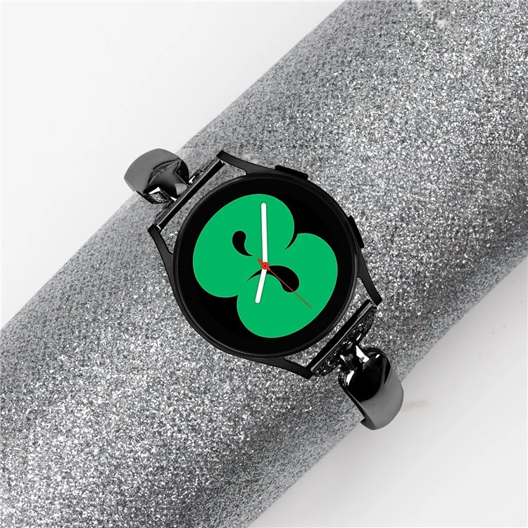 20mm Metal Watch Band for Samsung Galaxy Watch Active / Active2 40mm 44mm , Rhinestone Decor Bracelet Copper Wristband - Black