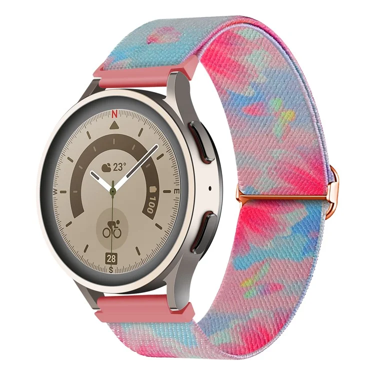 Nylon Watch Band for Coros Pace 2 / Apex 42mm , 20mm Pattern Adjustable Braided Loop Strap - Flowers / Butterflies