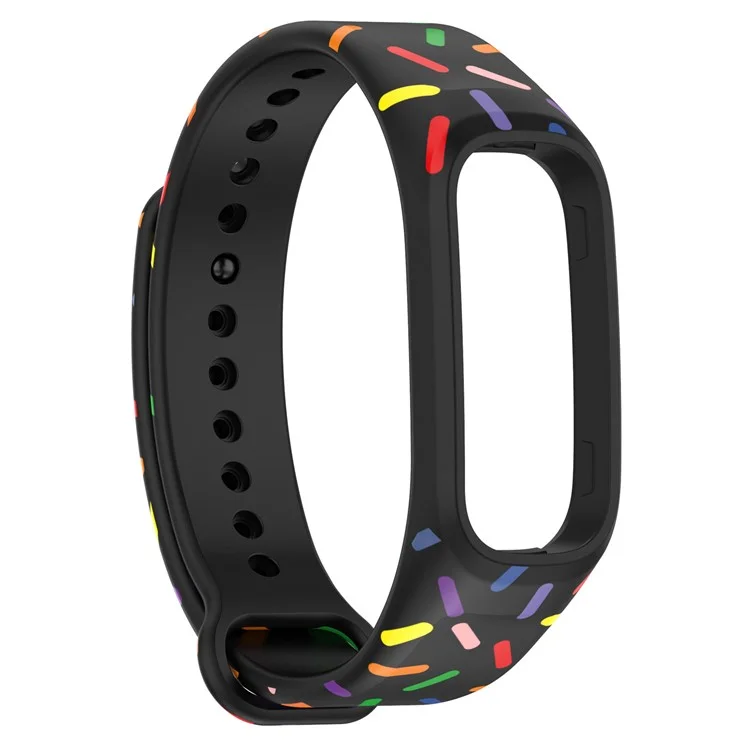 For Oppo Band Integrated Silicone Strap Watch Case Colorful Spotted Wrist Band - Black