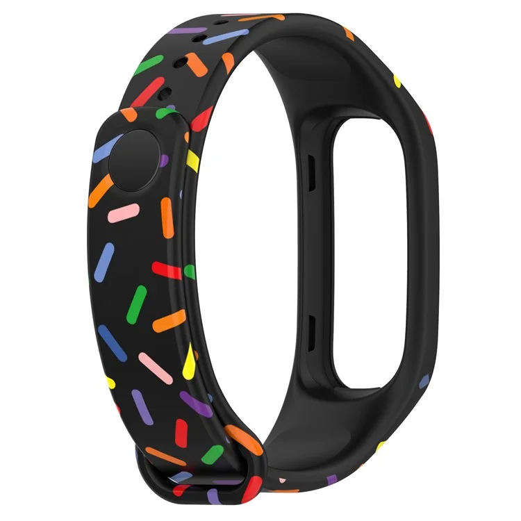 For Oppo Band Integrated Silicone Strap Watch Case Colorful Spotted Wrist Band - Black