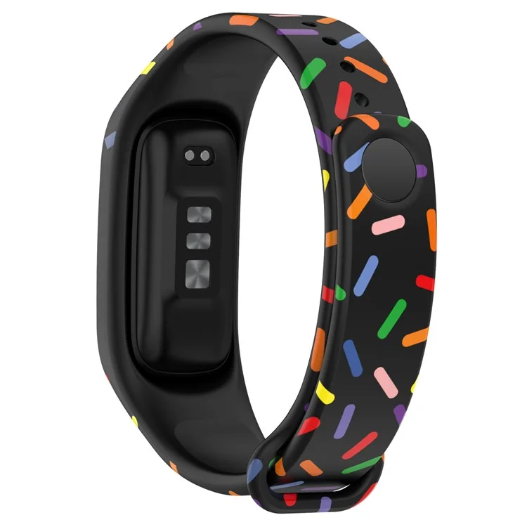 For Oppo Band Integrated Silicone Strap Watch Case Colorful Spotted Wrist Band - Black