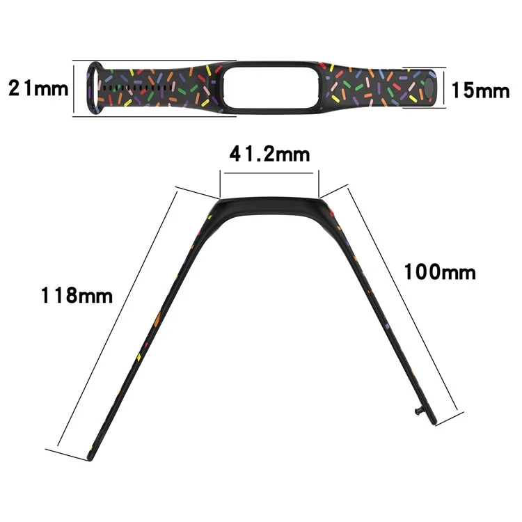 For Oppo Band Integrated Silicone Strap Watch Case Colorful Spotted Wrist Band - Black