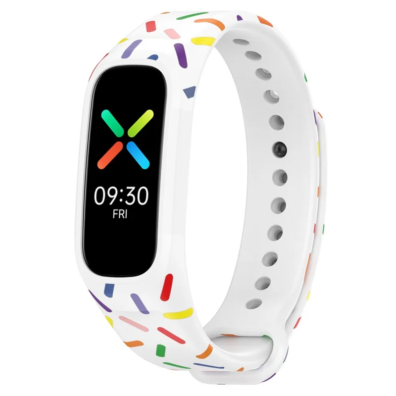 Para Oppo Band Integrated Silicone Strap Watch Case Colorful Spotted Wrist Band - Blanco