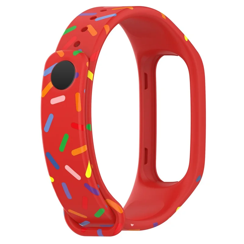 For Oppo Band Integrated Silicone Strap Watch Case Colorful Spotted Wrist Band - Red
