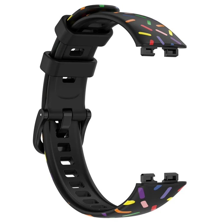 Para Huawei Band 8 / Band 8 NFC / Band 9 / Band 9 NFC Correa de Silicona Manchada de Colores de Repuesto - Negro