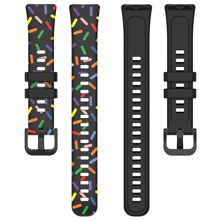 Para Huawei Band 8 / Band 8 NFC / Band 9 / Band 9 NFC Correa de Silicona Manchada de Colores de Repuesto - Negro