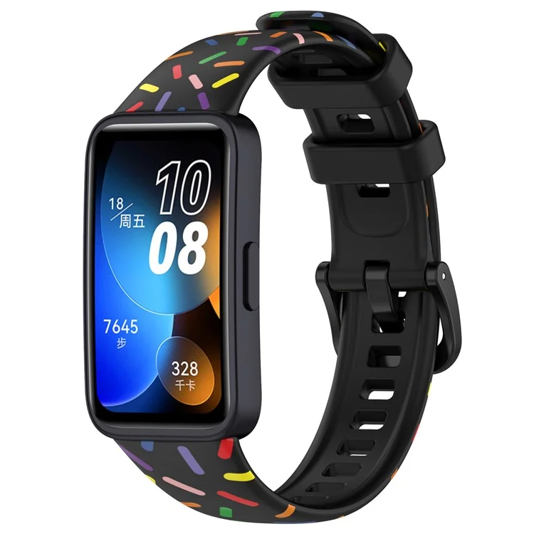 Para Huawei Band 8 / Band 8 NFC / Band 9 / Band 9 NFC Correa de Silicona Manchada de Colores de Repuesto - Negro