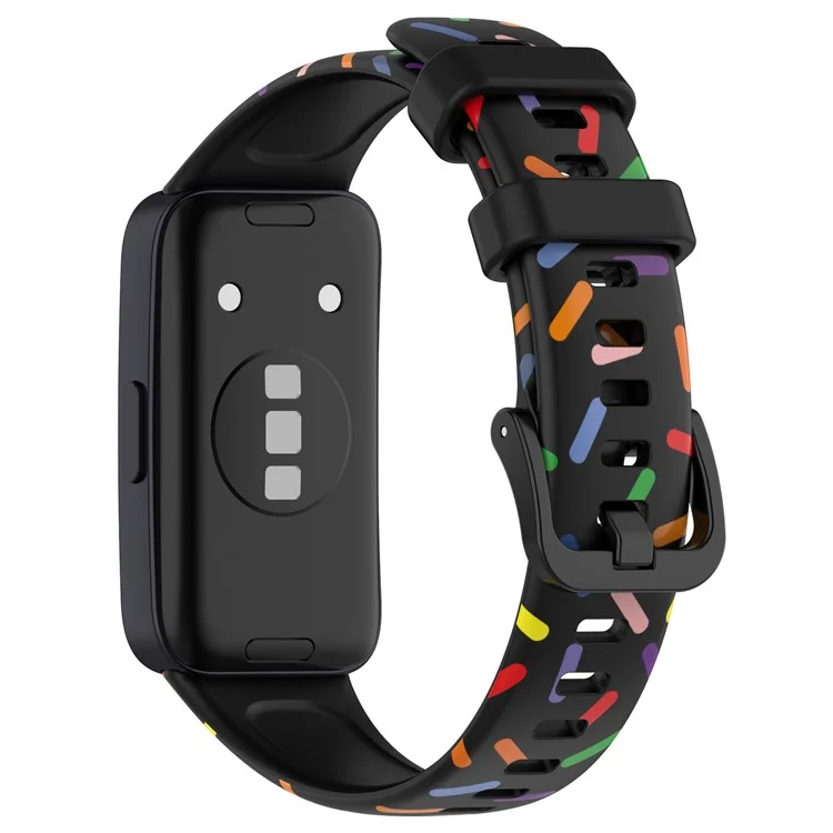 Para Huawei Band 8 / Band 8 NFC / Band 9 / Band 9 NFC Correa de Silicona Manchada de Colores de Repuesto - Negro