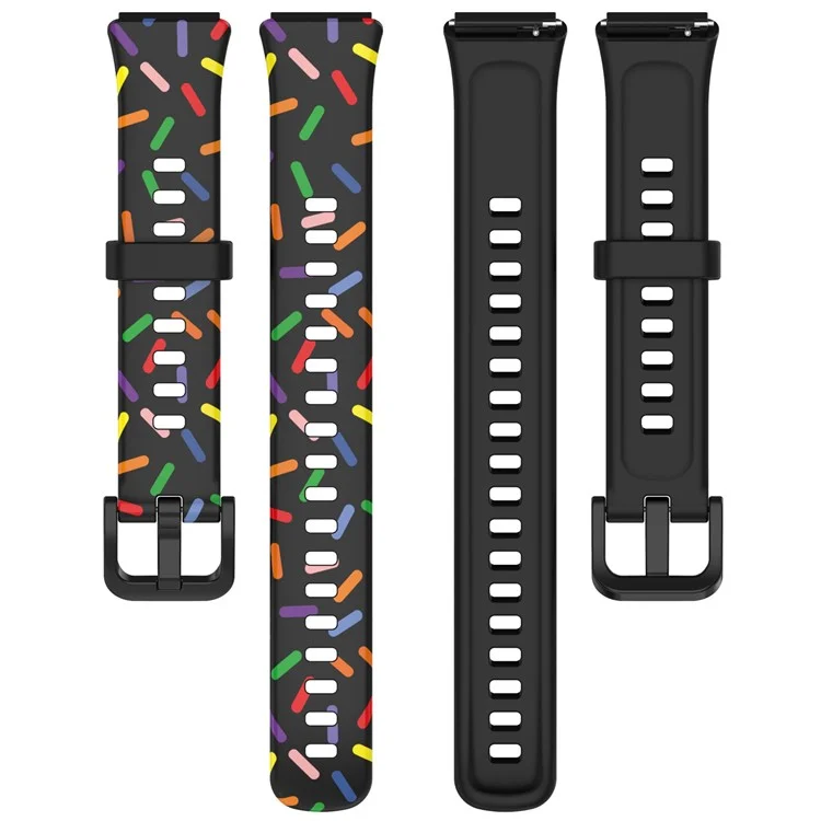 Pour Huawei Band 7 Bracelet de Remplacement Coloré et Tacheté en Silicone - Noir