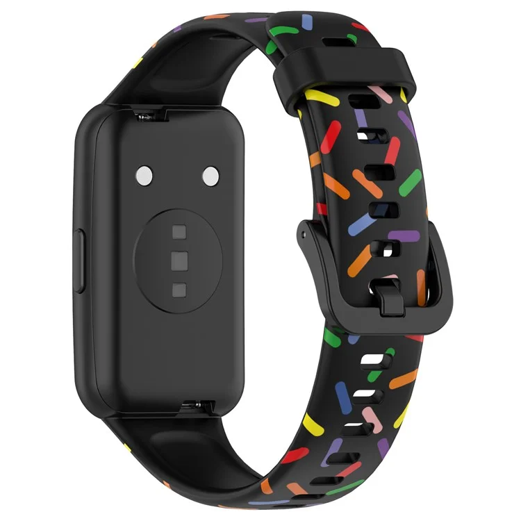 Pour Huawei Band 7 Bracelet de Remplacement Coloré et Tacheté en Silicone - Noir