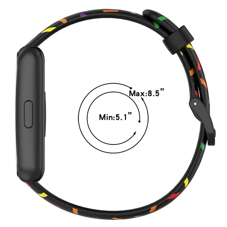 Pour Huawei Band 7 Bracelet de Remplacement Coloré et Tacheté en Silicone - Noir