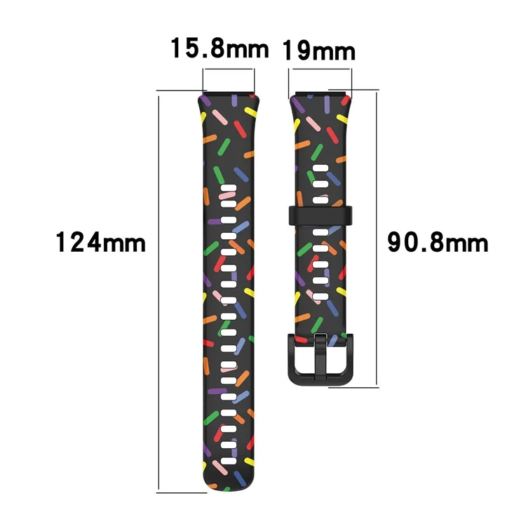 Pour Huawei Band 7 Bracelet de Remplacement Coloré et Tacheté en Silicone - Noir