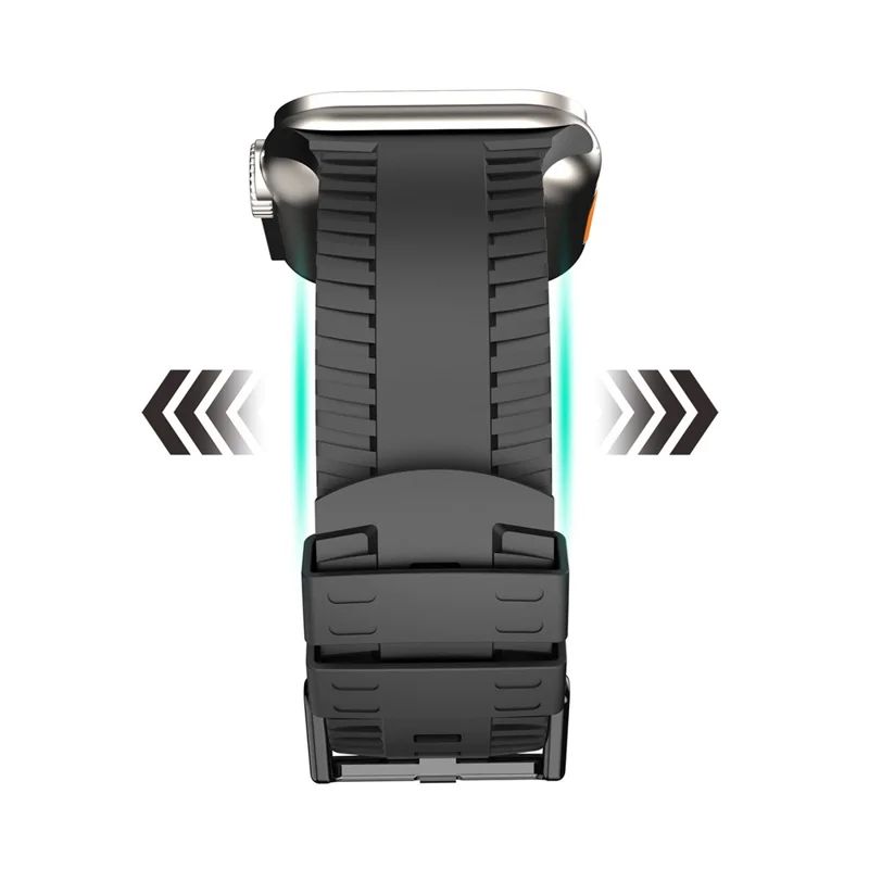Pour Apple Watch Series 10 46mm / Ultra 2 Ultra 49mm / Series 9 8 7 45mm / 6 5 4 SE (2023) SE (2022) SE 44mm / 3 2 1 42mm Tire Textured Watchband Silicone Watch Strap - Noir