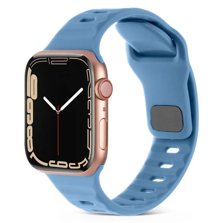 Watch Strap for Apple Watch Series 10 42mm / 9 8 7 41mm / SE (2023) SE (2022) SE 6 5 4 40mm / 3 2 1 38mm Watch Strap Silicone Wrist Band with Square Buckle - Blue