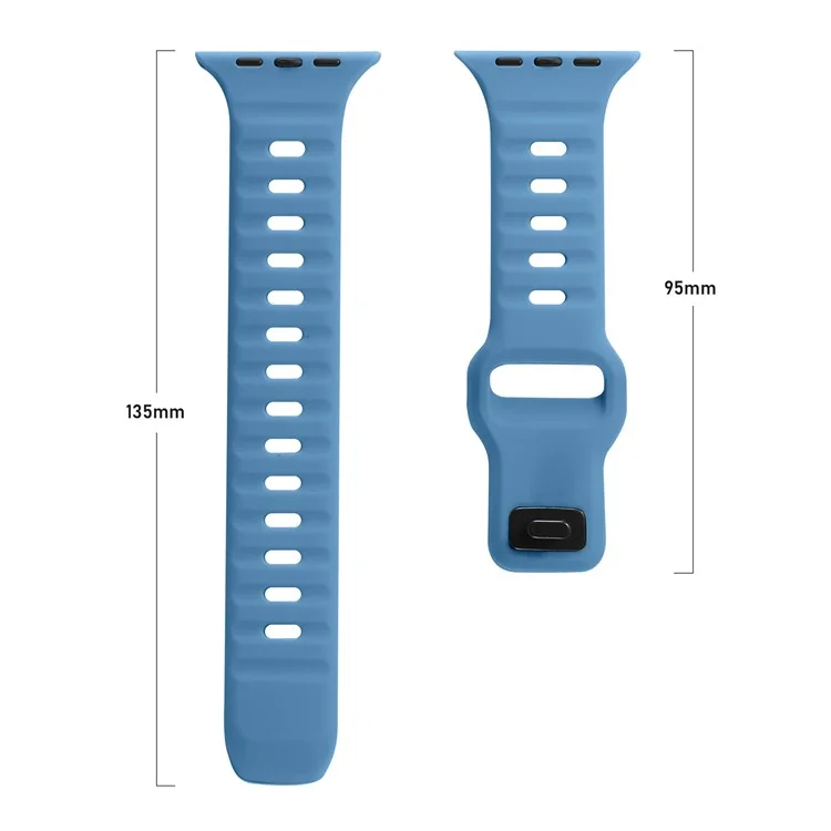 Watch Strap for Apple Watch Series 10 42mm / 9 8 7 41mm / SE (2023) SE (2022) SE 6 5 4 40mm / 3 2 1 38mm Watch Strap Silicone Wrist Band with Square Buckle - Blue