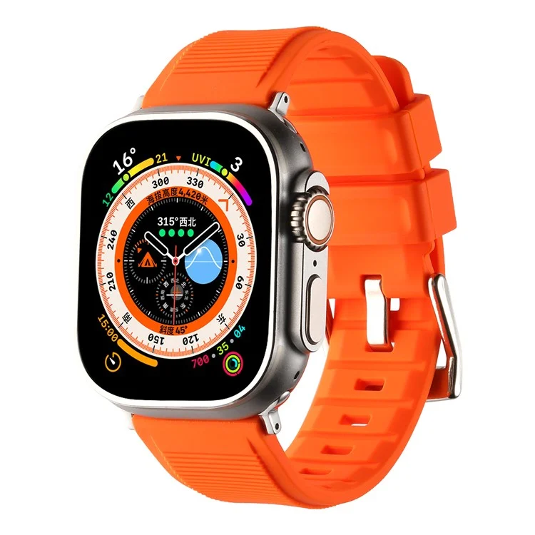 Bracelet de montre pour Apple Watch Series 10 42mm / 9 8 7 41mm / SE (2023) SE (2022) SE 6 5 4 40mm / 3 2 1 38mm Silicone Dual Loop Watch Band - Orange