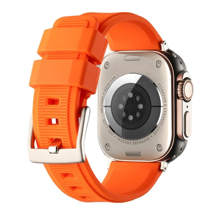 Bracelet de montre pour Apple Watch Series 10 42mm / 9 8 7 41mm / SE (2023) SE (2022) SE 6 5 4 40mm / 3 2 1 38mm Silicone Dual Loop Watch Band - Orange