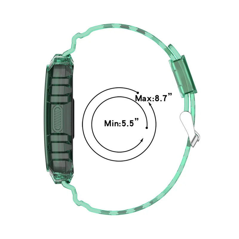 For Huawei Band 8 / Band 8 NFC / Band 9 / Band 9 NFC / Band 6 / Honor Band 7 / 6 / 6 Pro Clear TPU Wrist Band with Case - Transparent Green