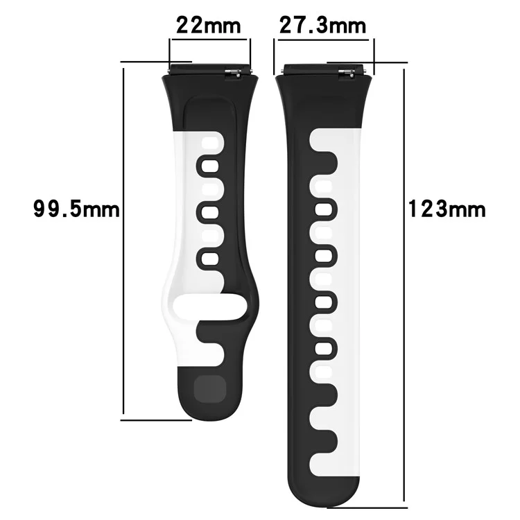 Bracelet de montre pour Xiaomi Redmi Watch 3 Lite / Watch 3 Active Bicolore Remplacement de la Bracelet de Montre en Silicone - Noir+Blanc