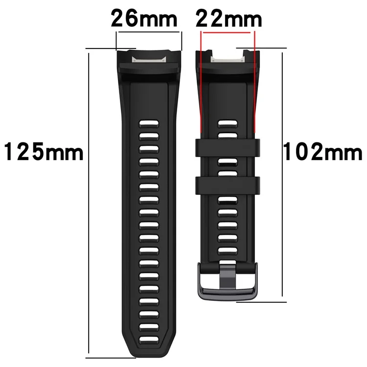 Sports Watch Band for Garmin Instinct 2X , 22mm Replacement Silicone Strap - Black
