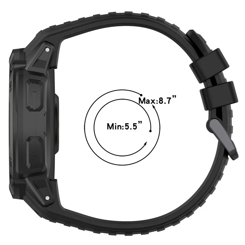 Sports Watch Band for Garmin Instinct 2X , 22mm Replacement Silicone Strap - Black