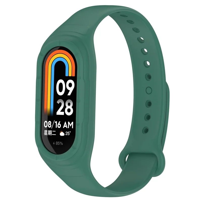 For Xiaomi Smart Band 8 Replacement Silicone Watch Strap Integrate Wrist Band with Case Cover - Green