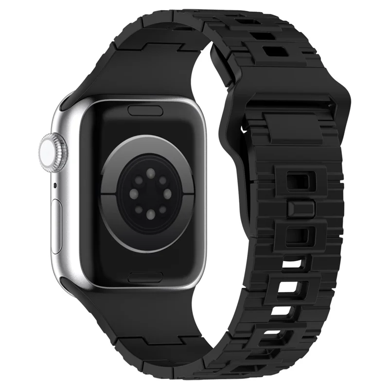 Uhrenarmband für Apple Watch Series 11 10 42 mm / 9 8 7 41 mm / SE3 SE2 SE 6 5 4 40 mm / 3 2 1 38 mm, einfarbiges Silikon-Uhrenarmband – Schwarz